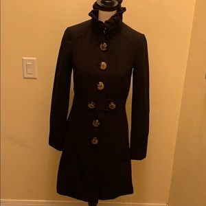 XOXO fitted long length black coat